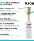 Spot Free Antique Champagne Bronze Kitchen Soap And Lotion Dispenser With Self Priming Pump, model KSD53SFACB, 17 oz capacity