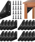 Set Of 20 Stainless Steel Corner Brace Brackets For Wood Shelves And Furniture, Right Angle Supports, with screws and application view