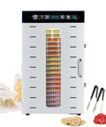 Top Shelf Stainless Steel Food Dehydrator With Smart Touch Screen, showcasing stacked racks filled with dried fruits.