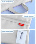 Close-up of Mesh Zipper Pouch With Double Pocket Waterproof File Bag with handle, showcasing handle, stitching, and stamp pattern.