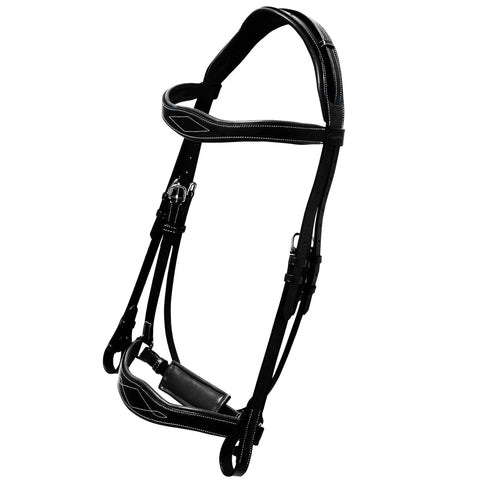 Dressage Bridle With Web Reins And Hand Stoppers Broad Anatomical Crownpiece Crank Noseband Wave Browband For Horses Top Notch Comfort