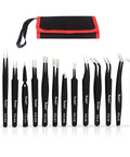 14 Piece Precision Tweezers Set Pro Grade Anti Static Stainless Steel For Craft Jewelry Electronics And Lab Work ESD Safe Fine Point Tweezers