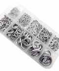 Heavy Duty Stainless Steel Spring Split Lock Washer Set 930 Pcs Assortment Kit M1.6 to M12 with Pro Grade Box for Durable Fastening and Elastic Gasket Organization, assorted sizes in organizer box