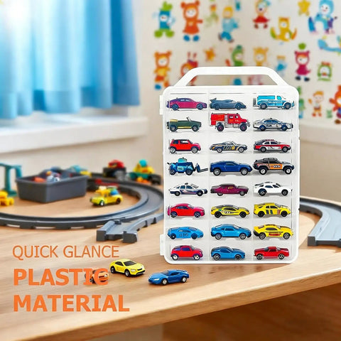 Double Sided 1:64 Scale Toy Car Storage Case With 48 Slots Clear Organizer And Easy Grab Handles for die-cast cars