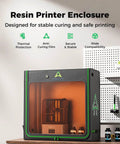 Beefed Up Extra Large Resin 3D Printer Enclosure With Fan Interface and Temperature Control on table, showcasing design features