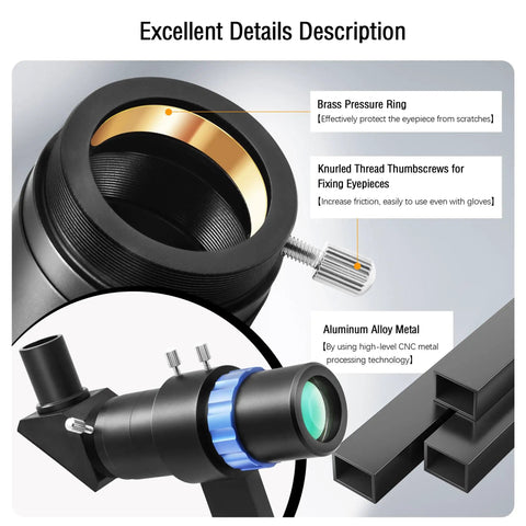 Mini Guide Scope 30mm Finder Kit for Deep Sky Astrophotography with brass pressure ring and aluminum alloy construction.