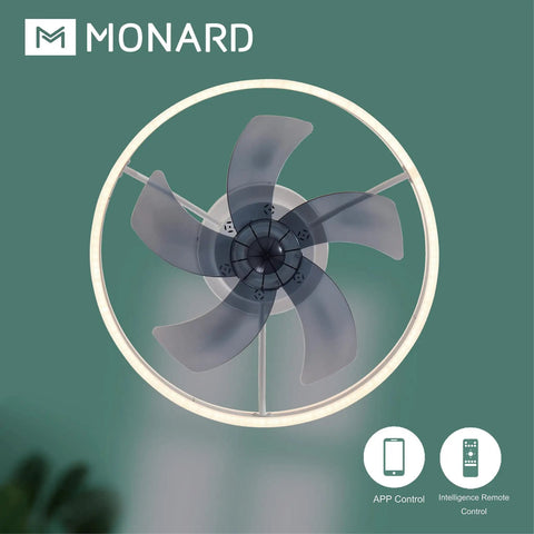 Low Profile Ceiling Fan With Lights 19.7 Inch Flush Mount Cool Sleek Modern Smart Dimmable Fan With Remote Or App Control