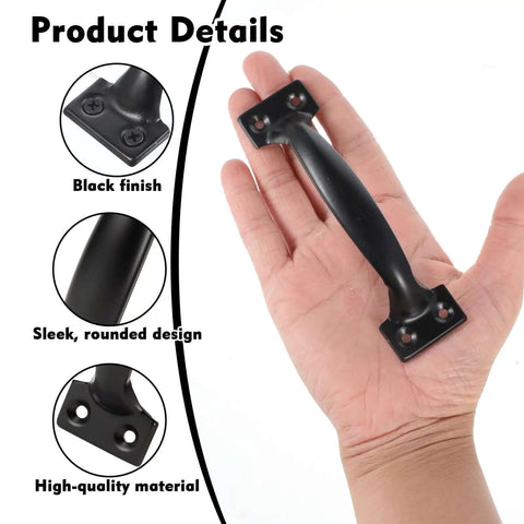 2 Pack 5 Inch Black Iron Garage Door Handles Outdoor Pull Handles For Barn Gates Fences Cabinets Furniture And Wardrobes