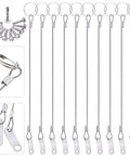 20 Piece Lanyard Cable Kit With 11 Inch 304 Stainless Safety Tethers, Quick Release Rings, Rubber Coated Wire, Plus 10 Self Drilling Hex Head Screws For Car Boat Marine Fasteners.
