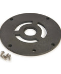 Heavy Duty CNC Milled Acetal Resin Router Baseplate Designed For Bosch 1617 Fixed Base Workshop Rigs Featuring Standard Bushings And Super Dead Simple Mount Kit close-up with screws