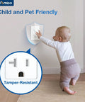 Child reaching for a tamper-resistant electrical wall outlet, showcasing safety features of 100 Pack 20 Amp 125 Volt Tamper Resistant Electrical Wall Outlets Heavy Duty Duplex Receptacles With Safety Shutters For Garage Kitchen Workshop Solid Workhorse Setup.