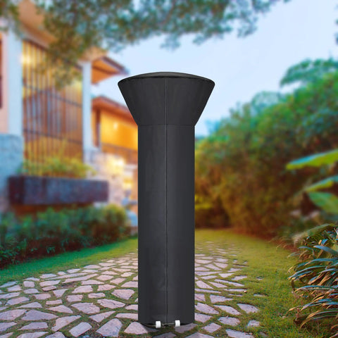 Heavy Duty Patio Heater Cover With Zipper And Storage Bag Waterproof Dustproof Wind Resistant Snow Resistant Sunlight Resistant Weatherproof All Weather Protection Black 89 Inch Tall Dome 33 Inch Base in garden setting