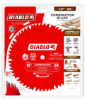 Premium Combo Saw Blade 10 Inch With 50 Precision Teeth Made For Smooth Rip And Crosscut Work On Any Lumber packaging front view.