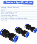 Get Your Hands On These 30 Pieces Of Quick Connect Air Hose Fittings Straight Up For 1/4 Inch And Bigger Tubes Made To Fit Perfectly Without Leaks Or Hassle In Your Shop. black PU pneumatic tube fittings, 1/4, 5/16, 3/8 inch