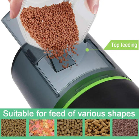 Programmable Automatic Fish Feeder With Digital Timer And Usb Rechargeable Design For Aquarium Tanks top feeding with fish food.