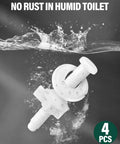Hella Solid 4 Pack Toilet Seat Screws With Nuts And Washers, Heavy Duty Plastic Bolts in water, resistant to rust.