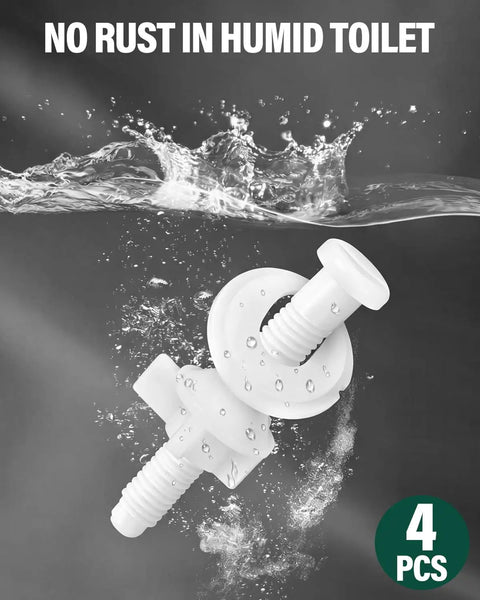 Hella Solid 4 Pack Toilet Seat Screws With Nuts And Washers, Heavy Duty Plastic Bolts in water, resistant to rust.