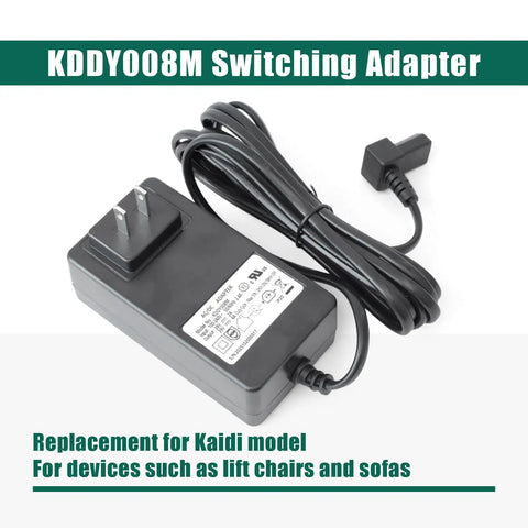 Replacement 29V 2A Switching Power Supply Adapter For Your Recliner Sofa Lift Chairs 2 Pin Connector With 90 Degree Plug, KDDY008M