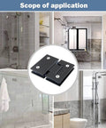 Ultra Heavy Duty Shower Glass Door Hinges Matte Black Two Way Pivot Hardware Built Different For Frameless Bathroom Doors 8 To 12 Millimeter Thick in various bathroom settings.