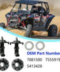 Hood Latch Toggle And Grommet Kit For Polaris RZR 570 800 S XP 900 2 Pack with ABS and rubber components displayed in foreground.
