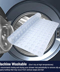 Square Shower Mat And Bathtub Grip Clear Non Slip Tub Floor Cover With Heavy Suction Nubs inside a washing machine.