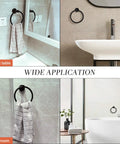 Stainless Steel Towel Ring For Bathroom Wall Mounted Holder Black Matte Finish - versatile use near sink and bathtub