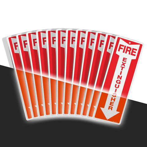 Heavy Duty Metal Fire Extinguisher Sign Set 12 Pack 12 By 4 Inch Rust Free Aluminum Reflective Waterproof Weatherproof Fade Resistant 2 Pre Drilled Holes Easy Indoor And Outdoor Installation