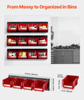 Kick Some Clutter To The Curb With This Rock Solid Set Of Twelve Wall Mounted Plastic Storage Bins And Three Heavy Duty Rails for organizing tools.