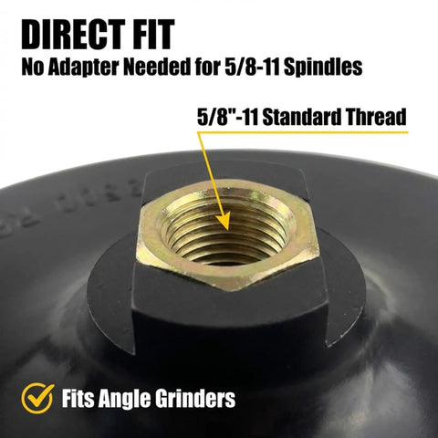 Close-up of 7 Inch Hook And Loop Backing Pad For Angle Grinders And Polishers Pro Grade Rigid Low Profile Sanding Pad 5/8-11 Thread.