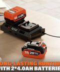 Cordless Leaf Blower Vacuum Mulcher 3 In 1 With Bag 40V Power 170 MPH Air 360 CFM 5 Speed Settings Brushless Motor Includes Twin 4.0Ah Batteries And Charger Yard Workhorse For Lawn Care And Yard Cleanup battery set