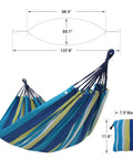 Double Hammock For Two People Outdoor Chill Zone Relaxation 98.4 x 59.1 inches with 660 pound capacity, blue-green stripes.