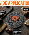 Denim Buffing Wheels Eight Inch By Five Eighth Inch Arbor With Thick Spiral Sewn Design for polishing various materials.