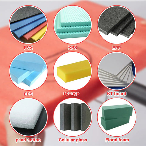 Different foam types compatible with 4 In 1 Foam Cutter Kit For Styrofoam And Easy Carving, Electric Cutting Pen, 28W Heat Tool.