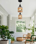 Dope Black Modern Pendant Lighting Set Two Pack Adjustable Pendant Light Fixture For Kitchen Island With E26 Bulb Base Easy To Install And Clean Contemporary Pendant Lights Today installed on a porch.
