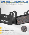 Four Pairs Semi Metallic Mountain Bike Disc Brake Pads For Shimano Deore XT SLX Saint Alfine Compatibility with copper-Kevlar design