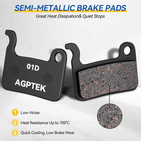 Four Pairs Semi Metallic Mountain Bike Disc Brake Pads For Shimano Deore XT SLX Saint Alfine Compatibility with copper-Kevlar design