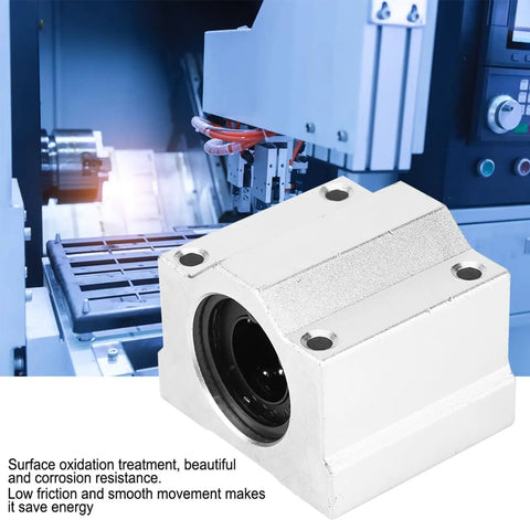 Rock Solid Aluminum Alloy Linear Motion Ball Bearing Slide Block Runs Like A Charm With Low Friction Design For Heavy Duty Construction Sites and Pro Grade Industrial Projects, showing CNC machined aluminum block in use.