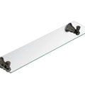 Kingsley Oil Rubbed Bronze Vanity Glass Shelf 20 Inch Wide By 5 Inch Deep For Bathroom And Kitchen with corrosion-resistant posts