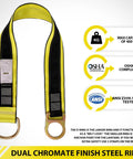 Heavy Duty Fall Protection Strap Set, 2 Pack, 6 Foot Cross Arm Anchor Straps with Double D Rings and compliance badges