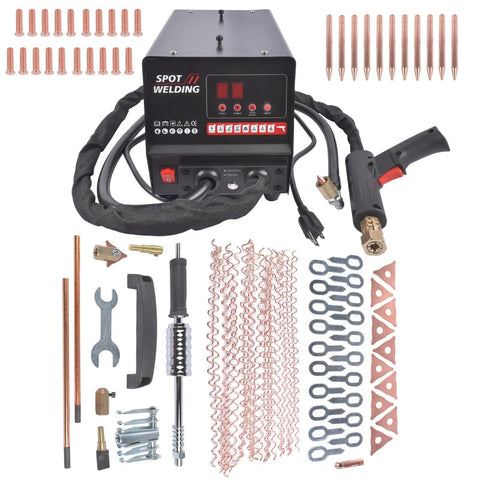 Spot Weld Dent Puller Kit 3500W 110V Car Body Dent Repair shown with welding accessories and components