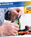 Slick Electrical Wire Stripper And Cable Cutter Pliers With Quick Grip Handles For Awg Cords, lightweight hand tool in use.