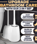 Premium Heavy Duty Toilet Plunger And Brush Set With Sleek Storage Stand Two In One Bathroom Cleaning Combo displayed in modern design.