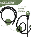 Heavy Duty 79 Inch Corrugated Discharge Hose Drop In Swap For Electric Oil Drum Siphons High Flow Liquid Transfer Tube Fits Standard Telescopic Pumps Built Tough For Smooth Operations And No Fuss Refills, shown with a pump and hose replacement.