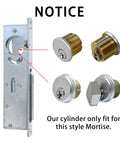 Heavy Duty Mortise Cylinder Lock For Commercial Storefront Doors, Satin Chrome Brass Cylinder, Compatible With Adams Rite Kawneer