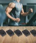 Five pack rubber shock absorbing pads for gym weight stacks and home furniture anti slip feet bumpers with 12mm holes on floor