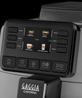 Automatic Espresso And Over Ice Coffee Maker With Professional Auto Milk Frother For Bold Iced Refreshers And Daily Grind Dominance In Sleek Moonlight Grey control panel with drink options and buttons.