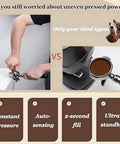 Top Shelf Electric Espresso Tamper With Adjustable Depth 58Mm Coffee Press Built Upon A Heavy Duty Aluminum Stand That Nails The Pressure For Clean Extraction Straight From The Get Go, comparison image.