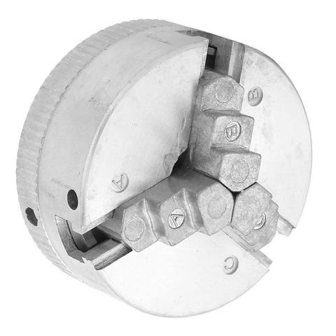 Top Shelf Zinc Alloy Three Jaw Micro Lathe Chuck Featuring Dual Locking Rods For Mini Metal Lathes Quick Setup Clamp Accessory on display.