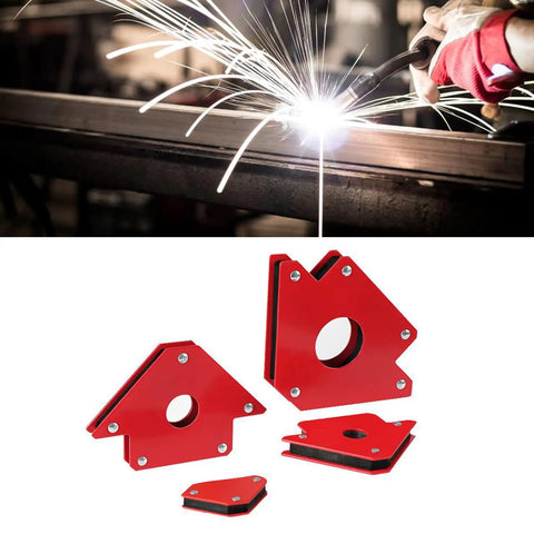 Heavy Duty Welding Magnet Kit With 6 Strong Solder Magnets, angled red magnetic clamps for metalworking project