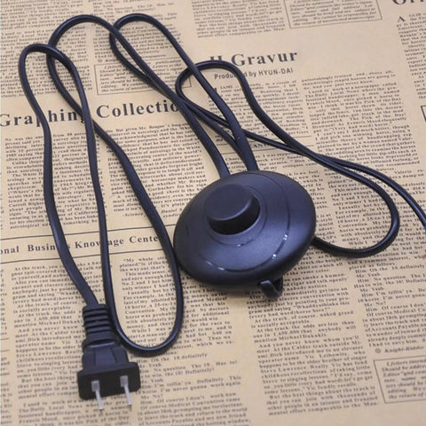 Black round floor lamp foot switch with plug, part of Three Pack Floor Lamp Foot Switches Black Pedal Inline Switches